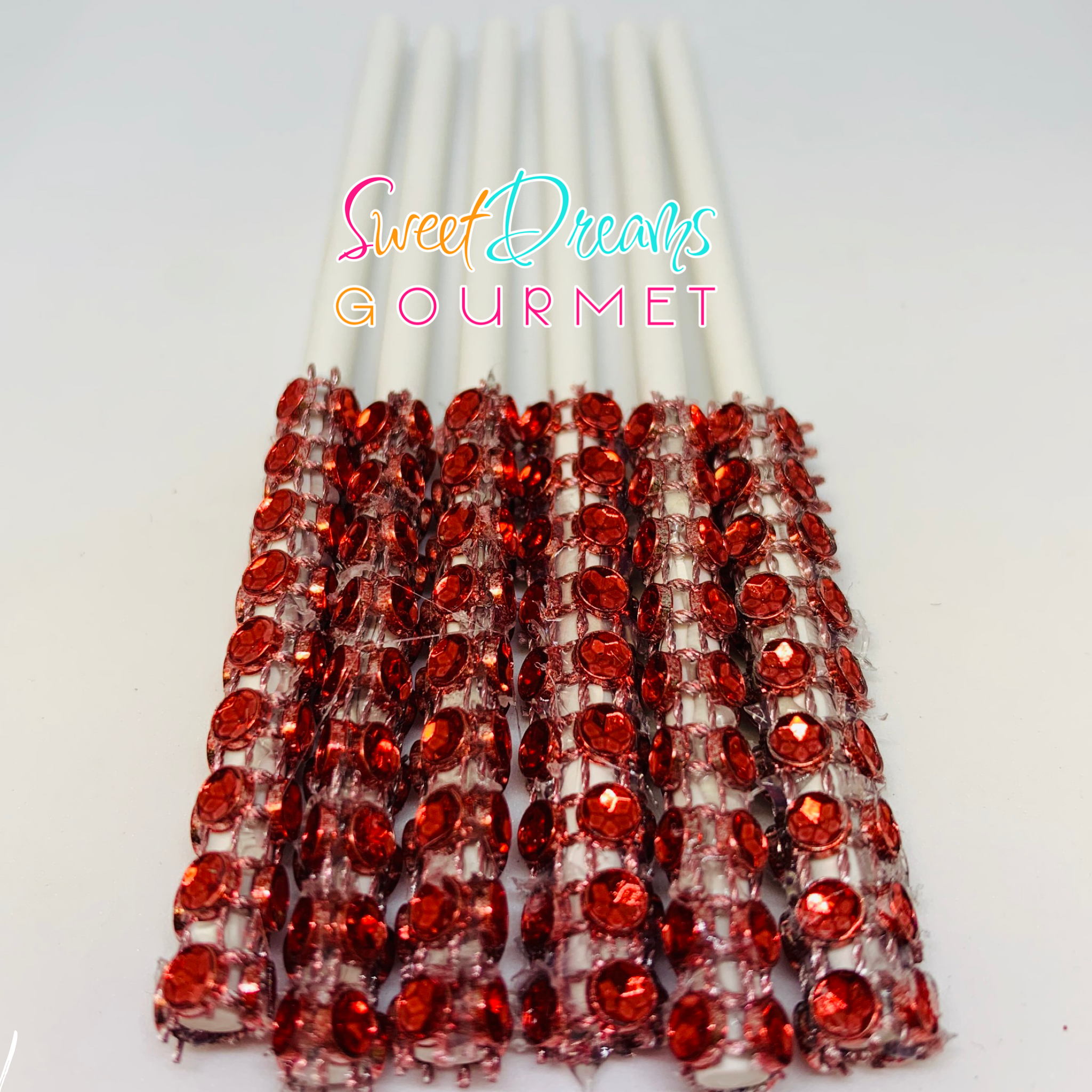 Bling Rhinestone Treat Sticks- Red - Sweet Dreams Gourmet
